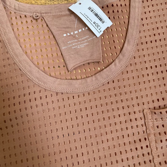 Olympia Mesh Sleeveless Avery Blush Top w Pocket - Picture 3 of 5